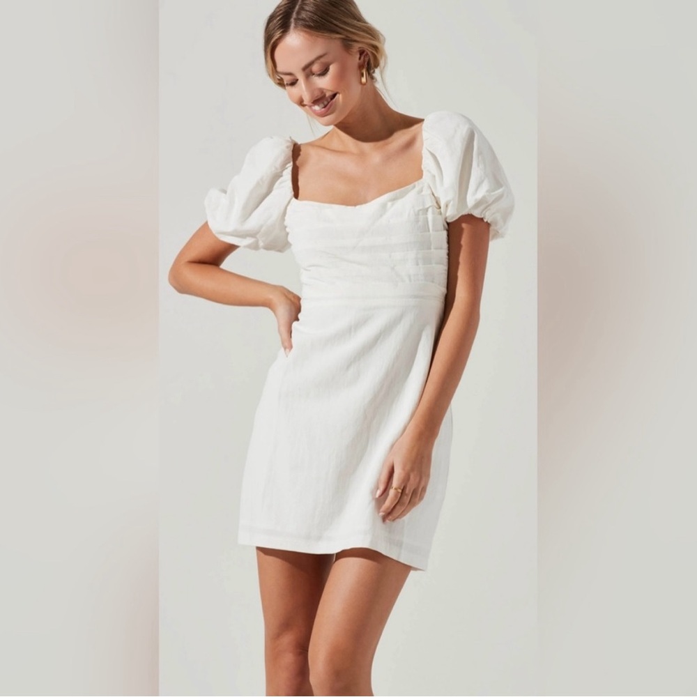 LINEN PLEAT FRONT MINI DRESS